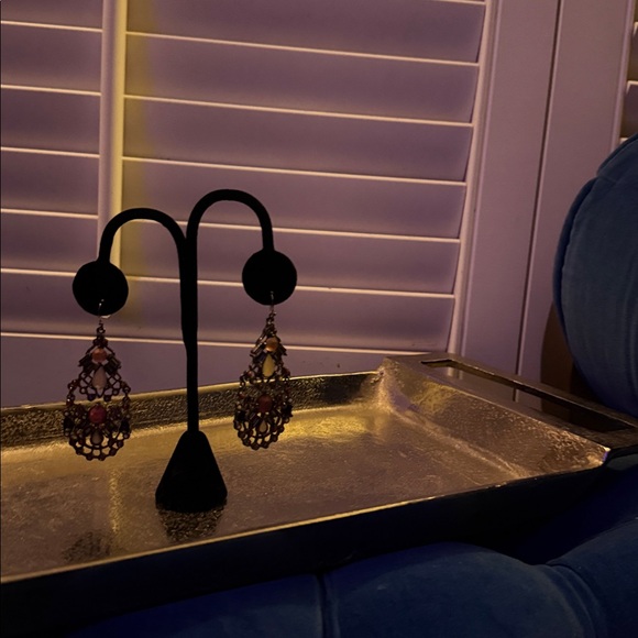 Elegant Pink and Silver Teardrop Earrings - Picture 3 of 7